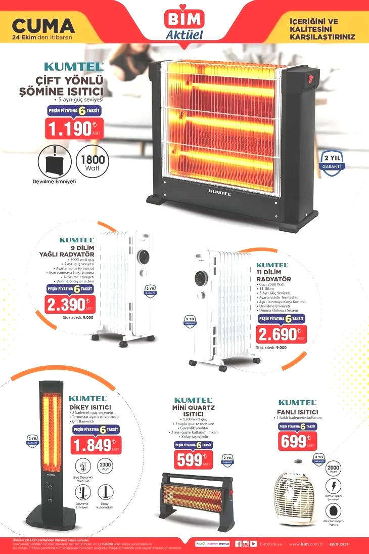 21-24 Ekim BİM aktüel katalog: BİM’de kış hazırlığı başladı! Çift yönlü ısıtıcı 1.190 TL, terlik çeşitleri 65 TL